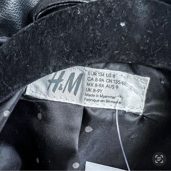 (NEW) H&M BLACK FAUX LEATHER BIKER JACKET (SIZE 8) - Picture 4 of 8